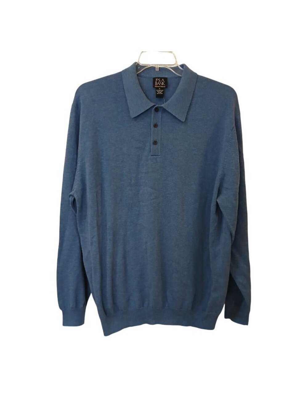 Jos. A. Bank Mens Light Blue XL Long-Sleeve Pima Cotton Polo Shirt #B-3